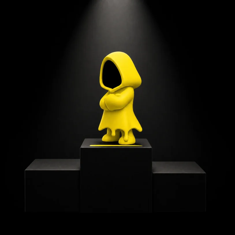Motion mascot with arms crossed