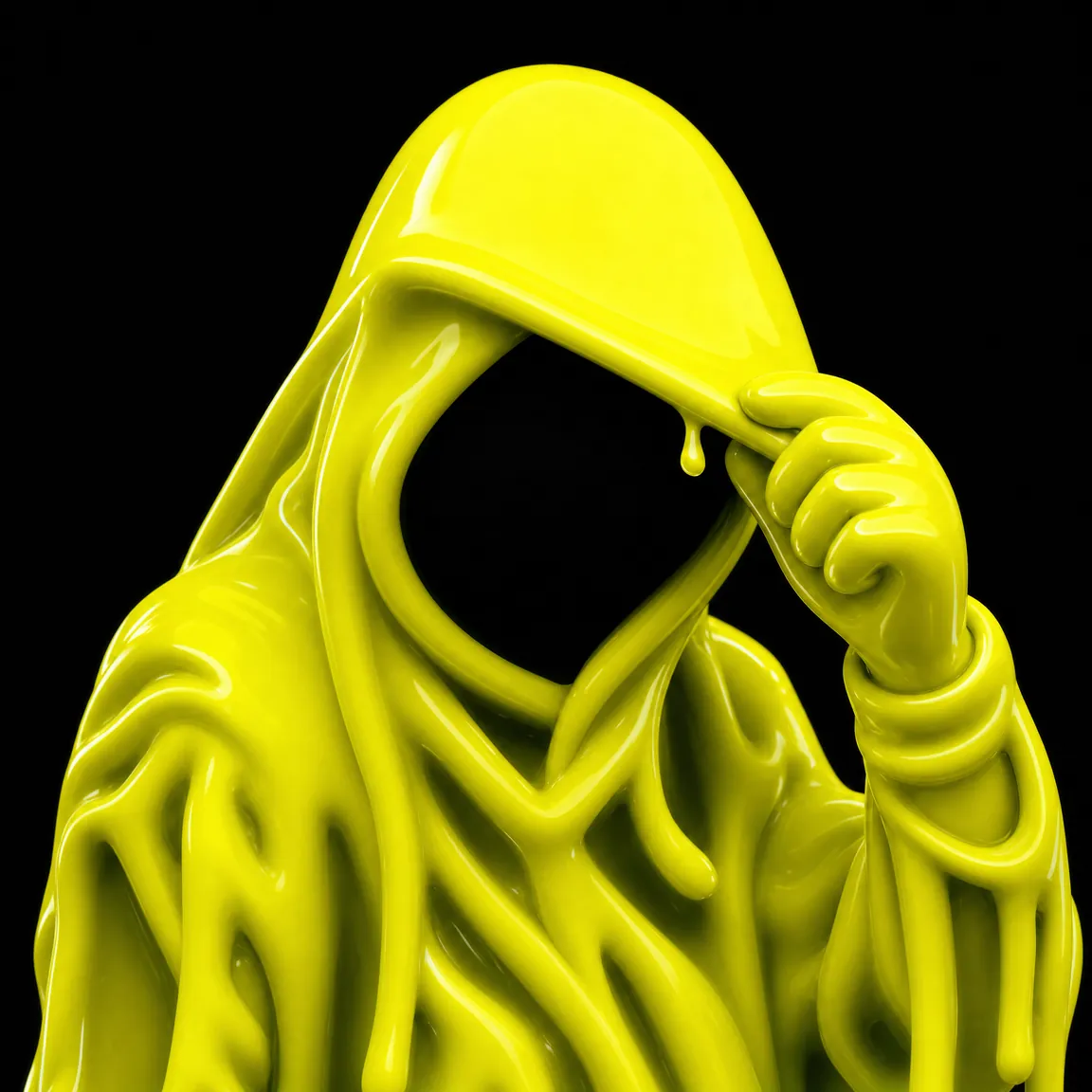Hooded figure tipping its hood