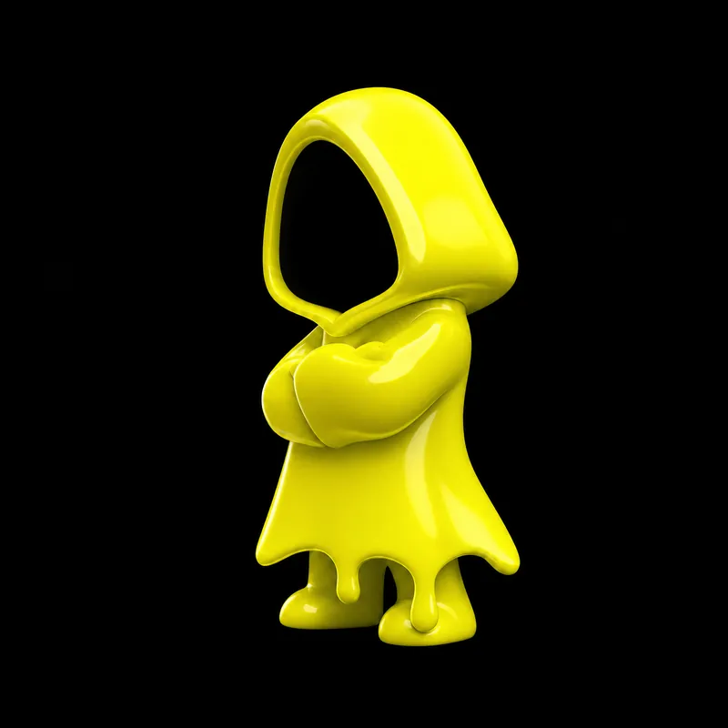 Hooded figure standing with arms crossed